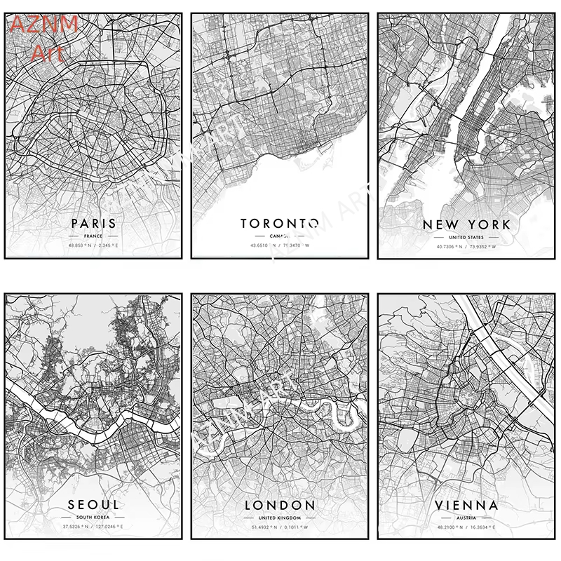 City Map Artwork Poster Paris  – обзор и цена Photography Black And White