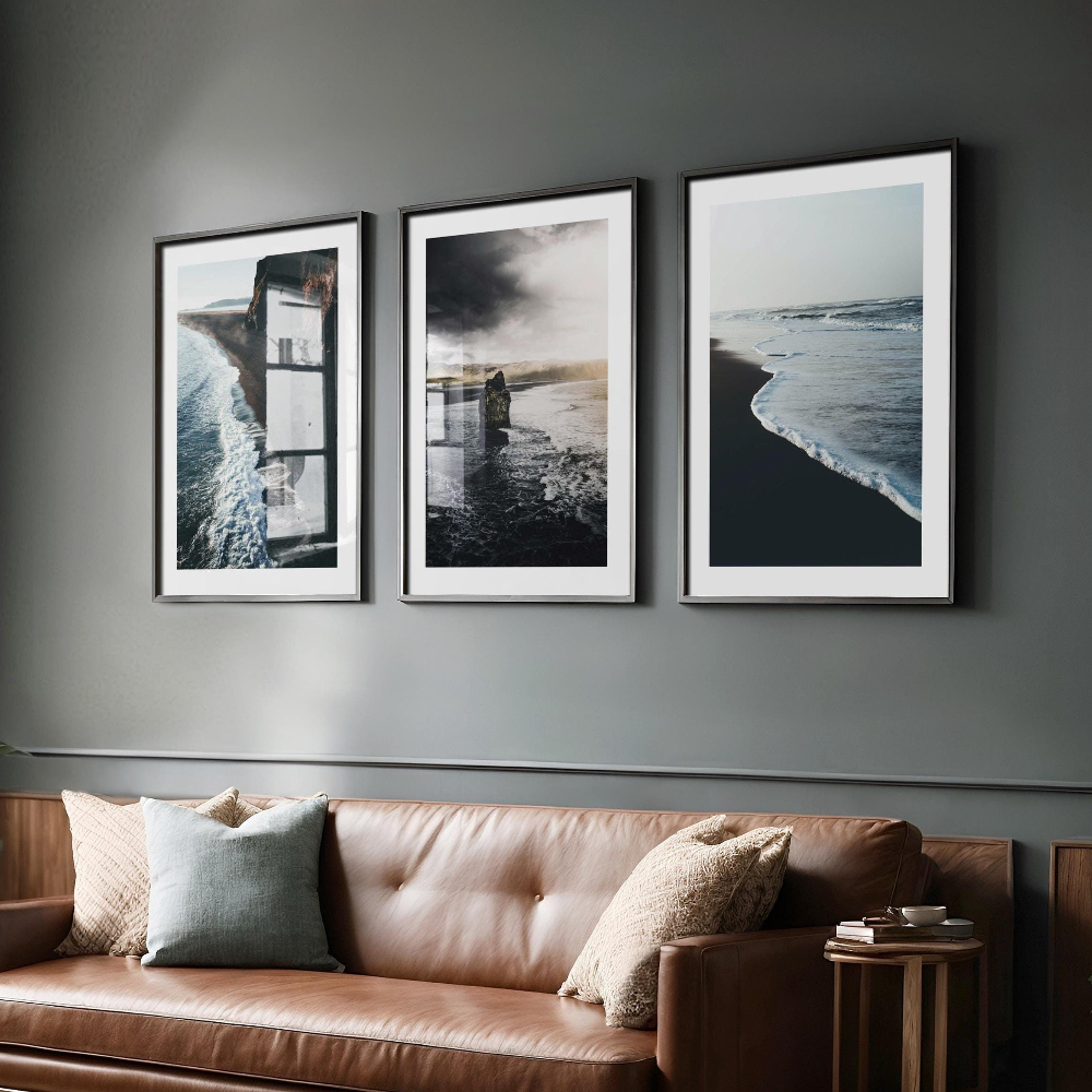 3pcs  frameless Set of 3 Coast – обзор и цена Photography Black And White