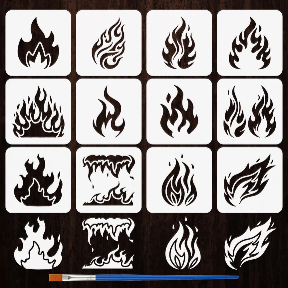 12PCS Flame Painting Stencil w – обзор и цена Photography Techniques