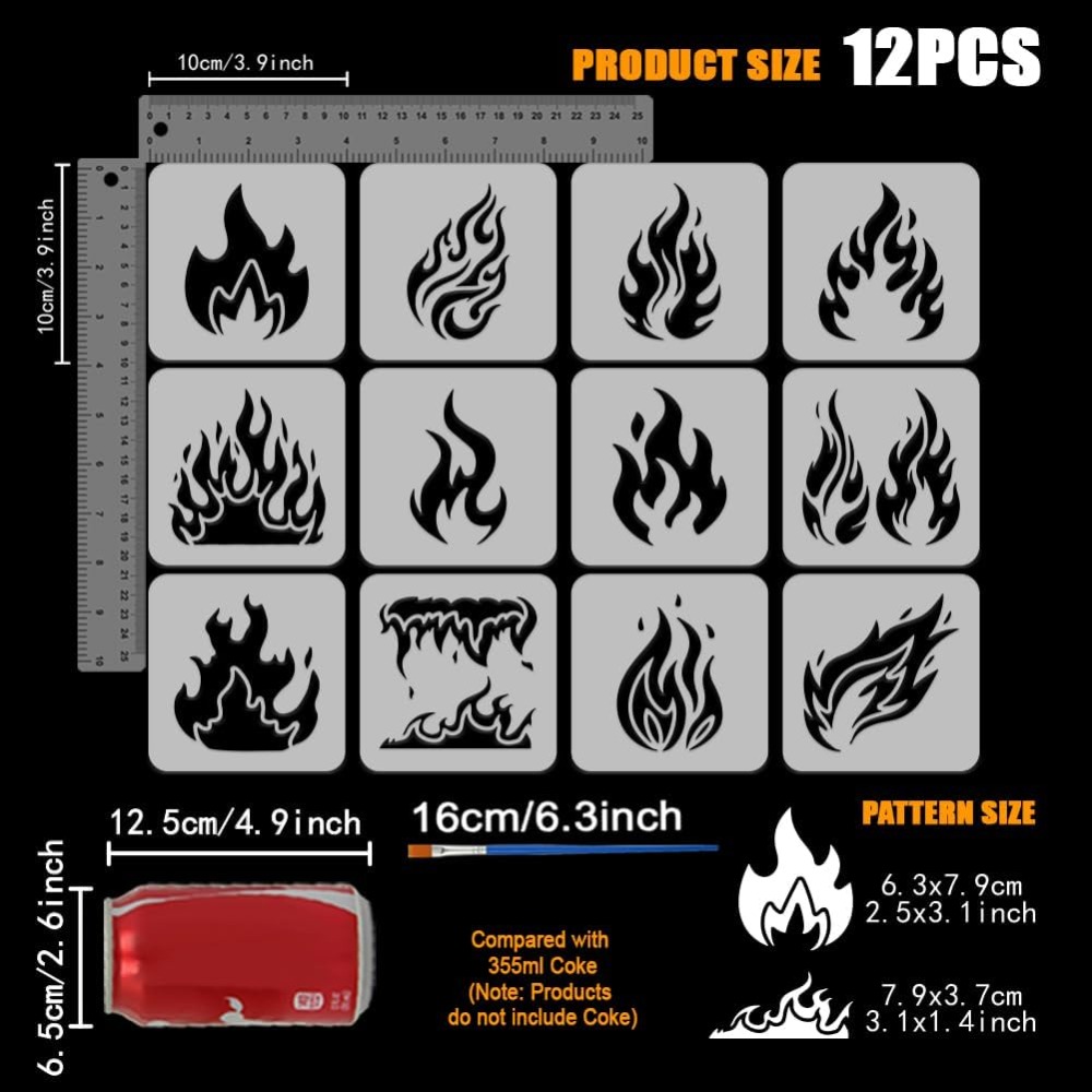 12PCS Flame Painting Stencil w – обзор и цена Photography Techniques