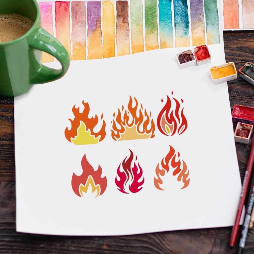 12PCS Flame Painting Stencil w – обзор и цена Photography Techniques